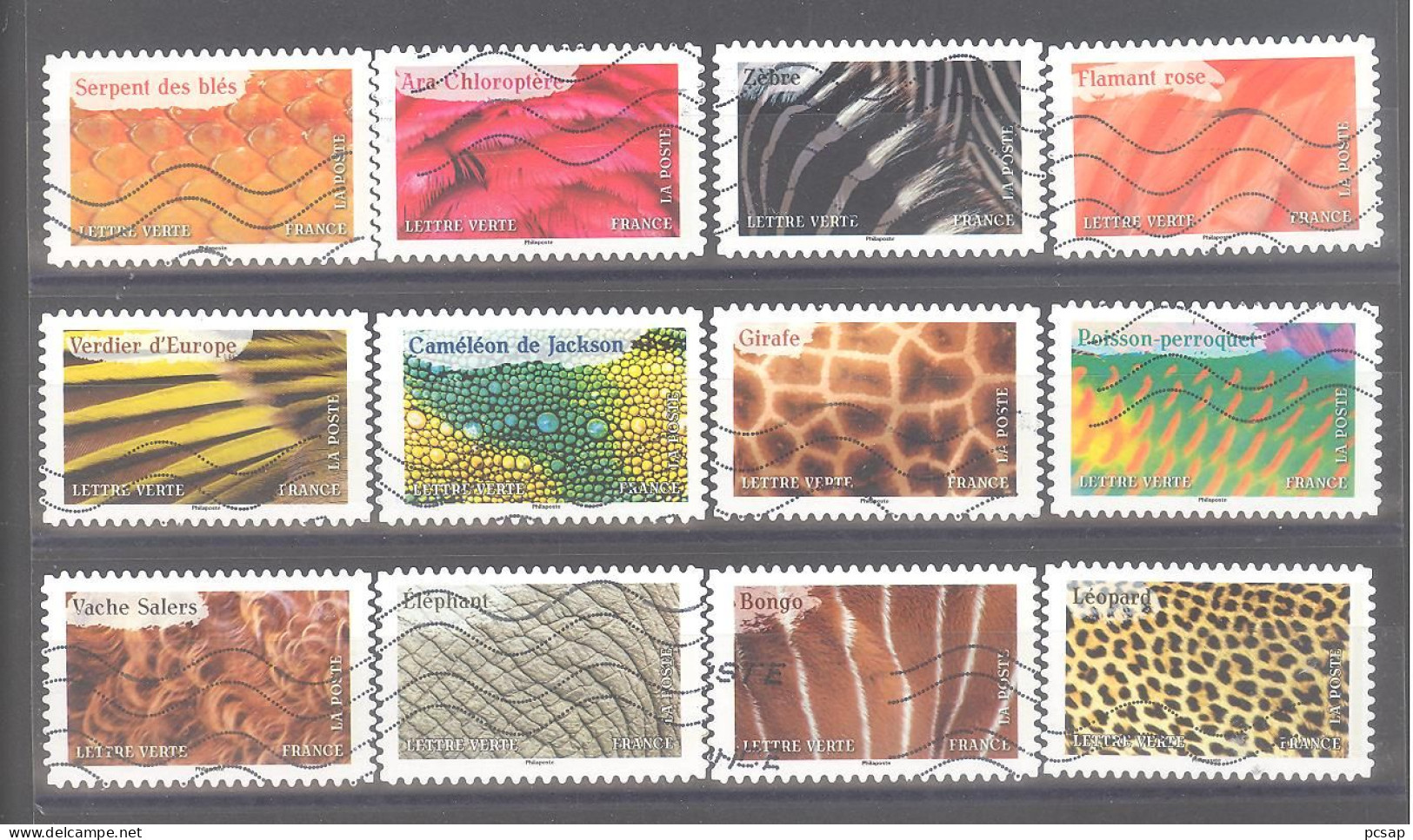 France Autoadhésifs Oblitérés (Série Complète : Animaux En Couleurs) (lignes Ondulées) - Used Stamps