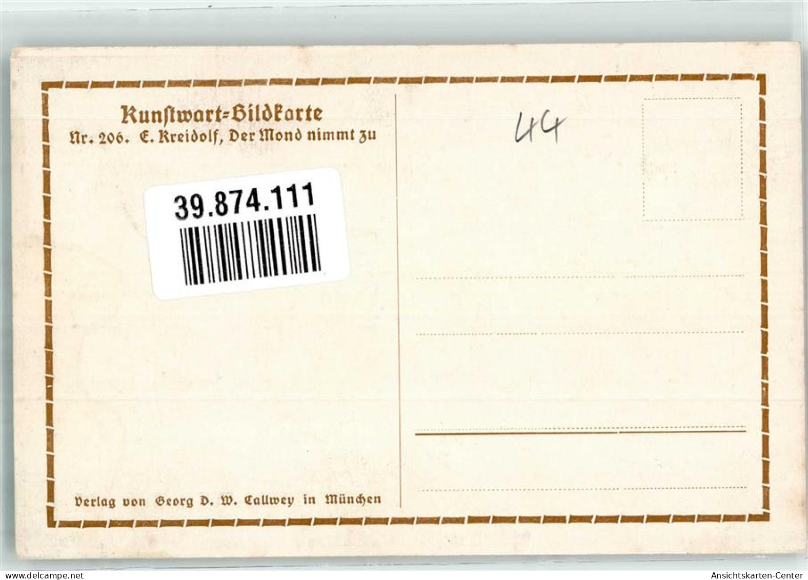 39874111 - Kunstwartkarte Der Mond Nimmt Zu Nr. 206 Verlag Georg D.W. Callwea - Andere & Zonder Classificatie