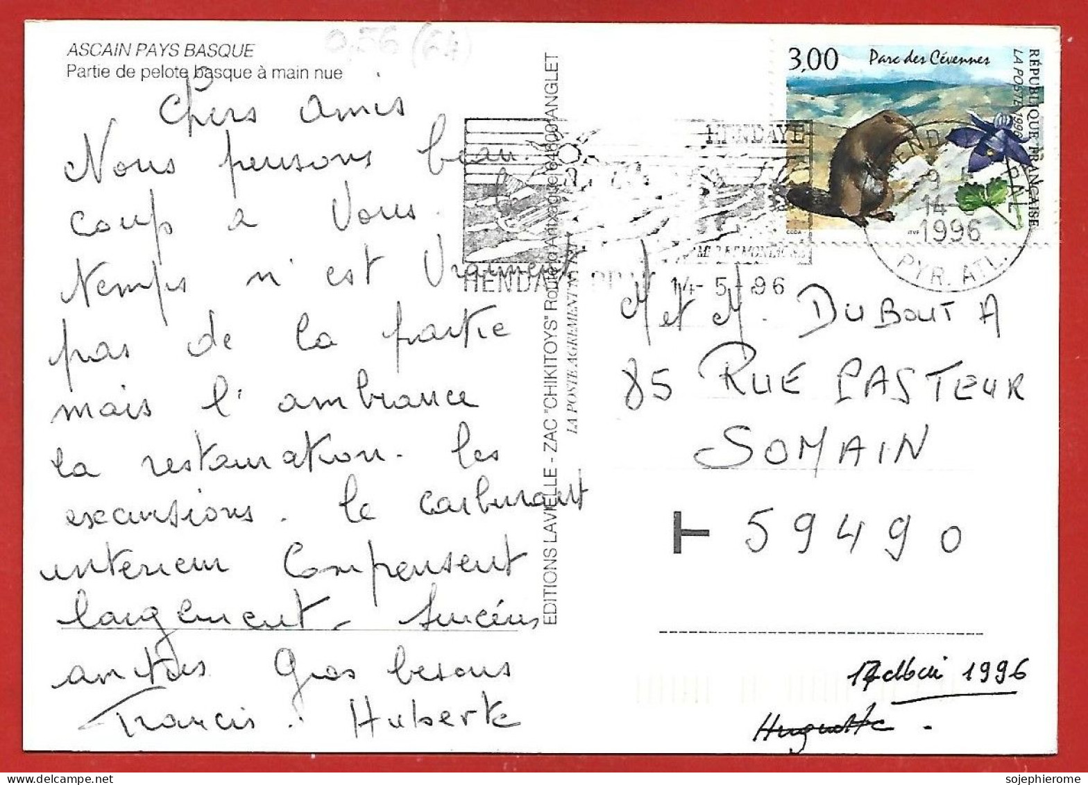 Ascain (64) Partie De Pelote Basque à "main Nue" 2scans Hôtel Etchola 14-05-1996 - Ascain