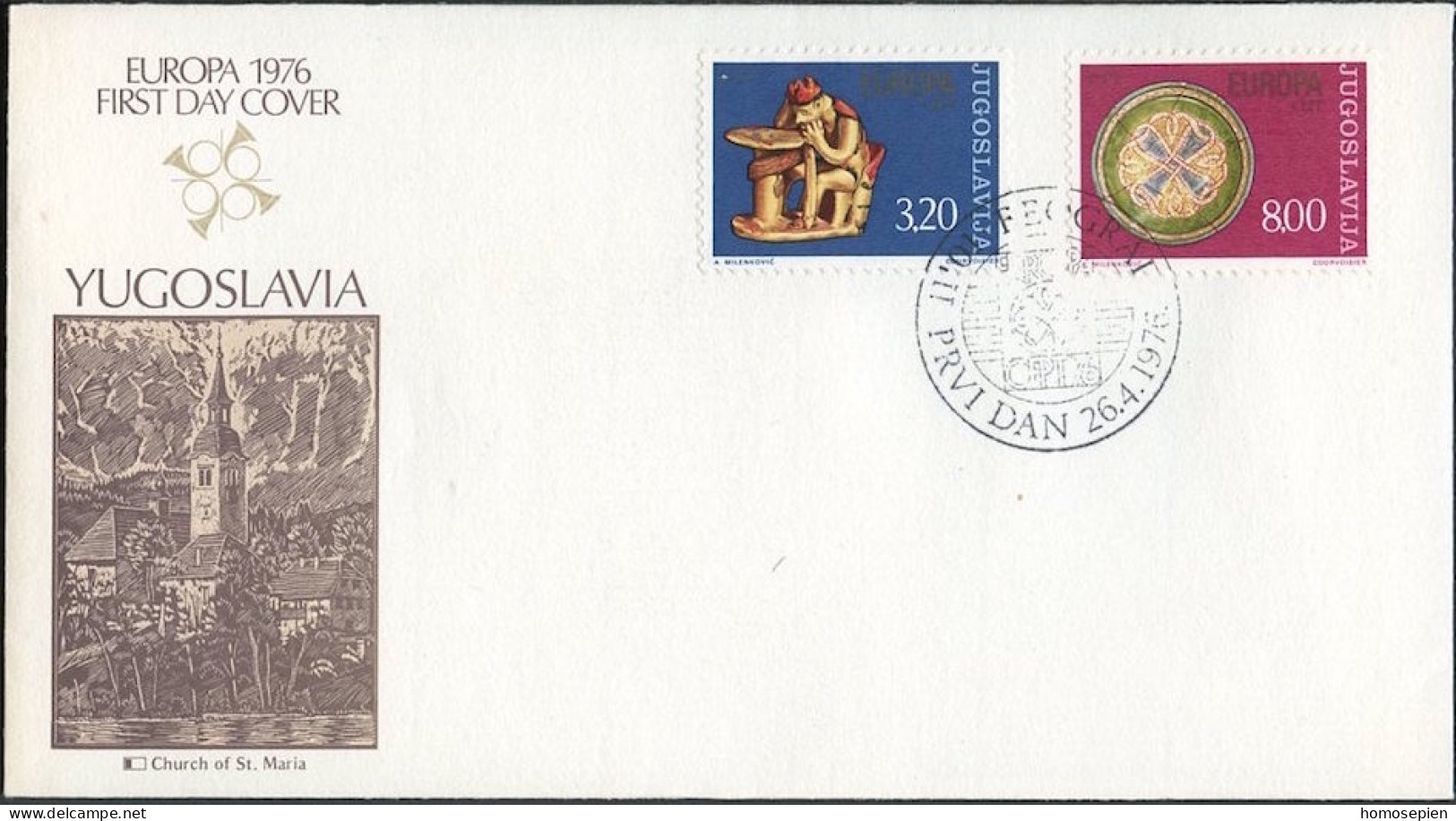 Europa CEPT 1976 Yougoslavie - Jugoslawien - Yugoslavia FDC2 Y&T N°1524 à 1525 - Michel N°1635 à 1636 - 1976