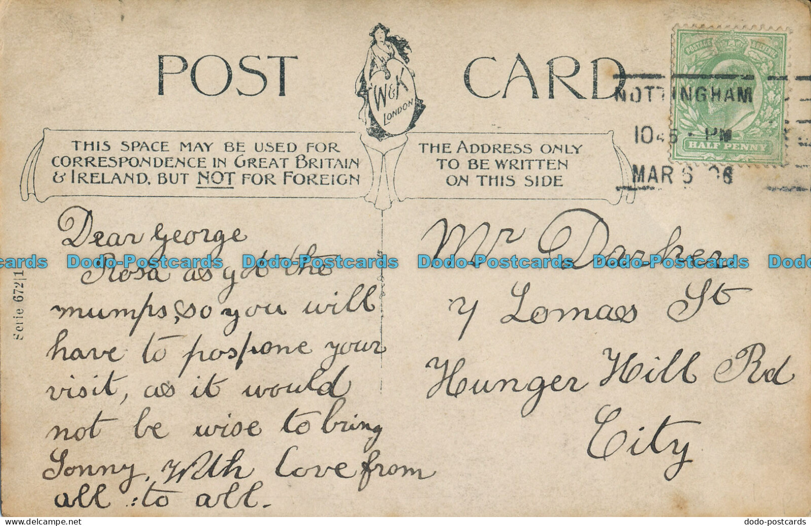 R004442 Old Postcard. Little Girl. W. And K. London - Autres & Non Classés