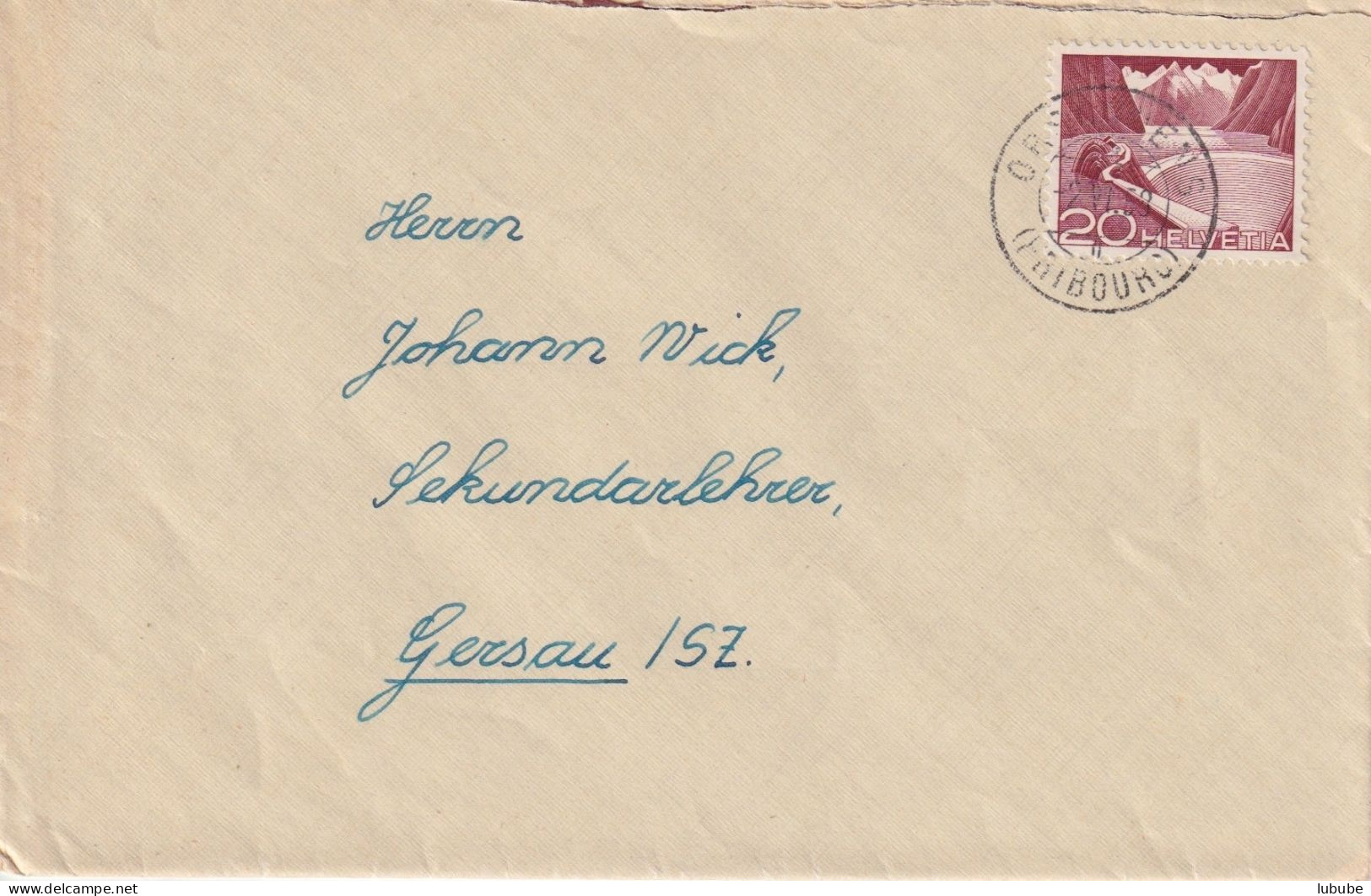 Brief  Orsonnens (Fribourg) - Gersau        1958 - Briefe U. Dokumente