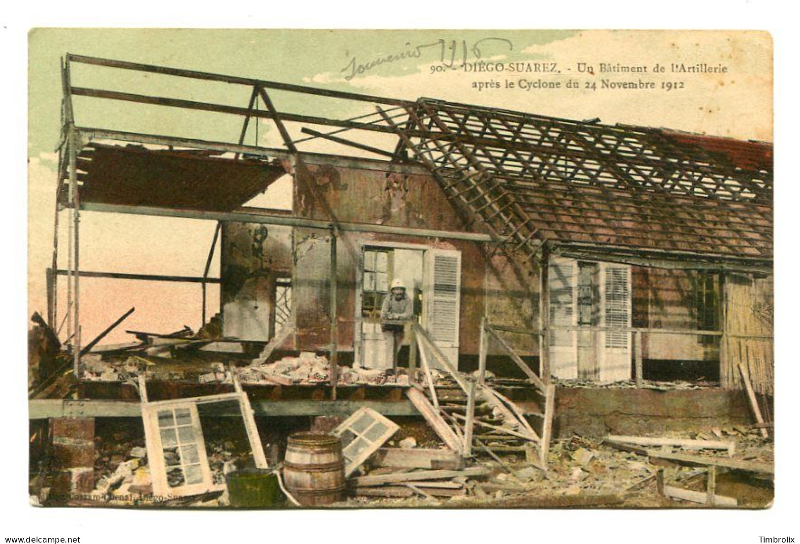 DIEGO-SUAREZ (Antsiranana) - Un Bâtiment De L' Artillerie Après Le Cyclone Du 24 Novembre 1912 - Madagascar