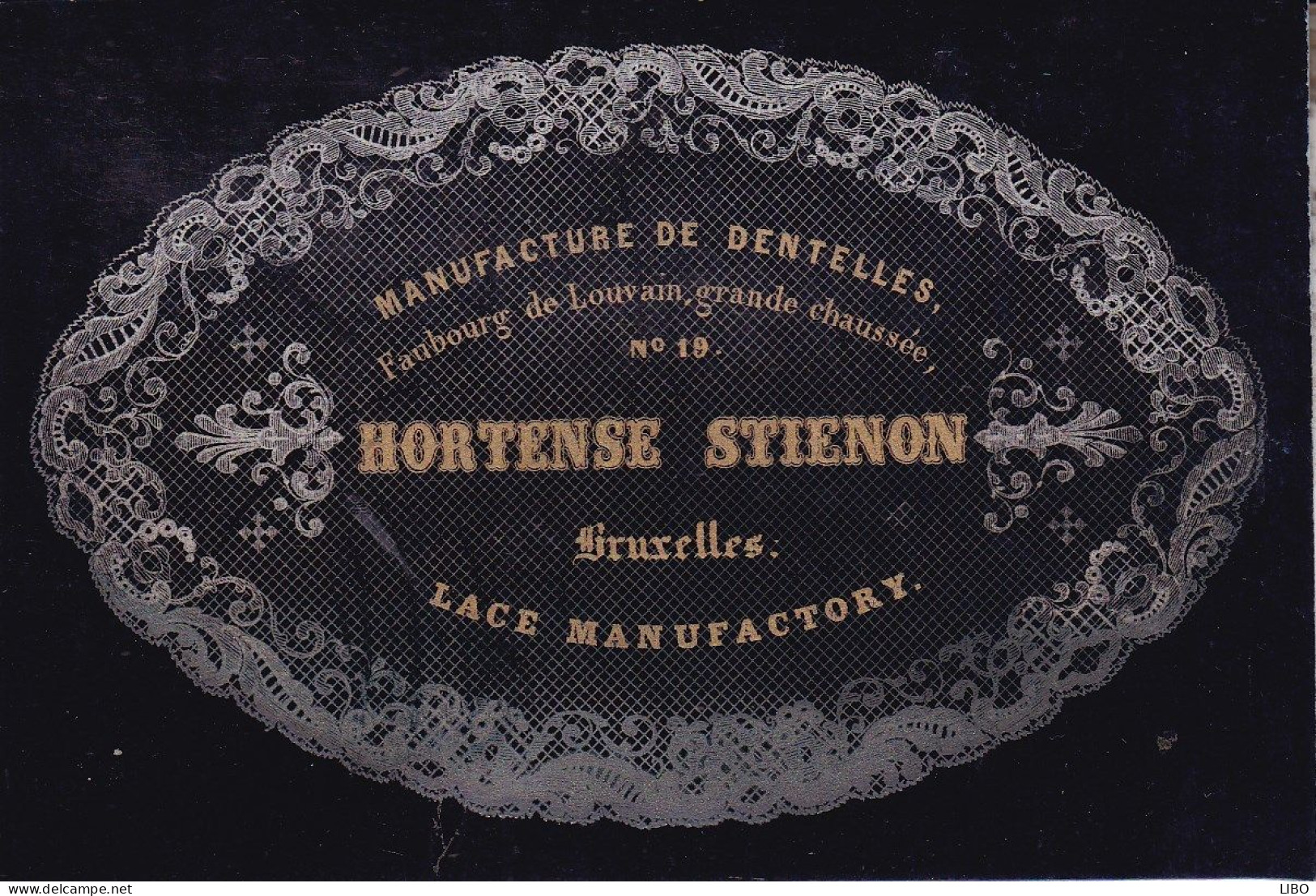 BRUXELLES Manufacture De Dentelles STIENON Hortense Carte De Visite Porcelaine Format Carte De Visite C. 1850-1855 - Cartes De Visite