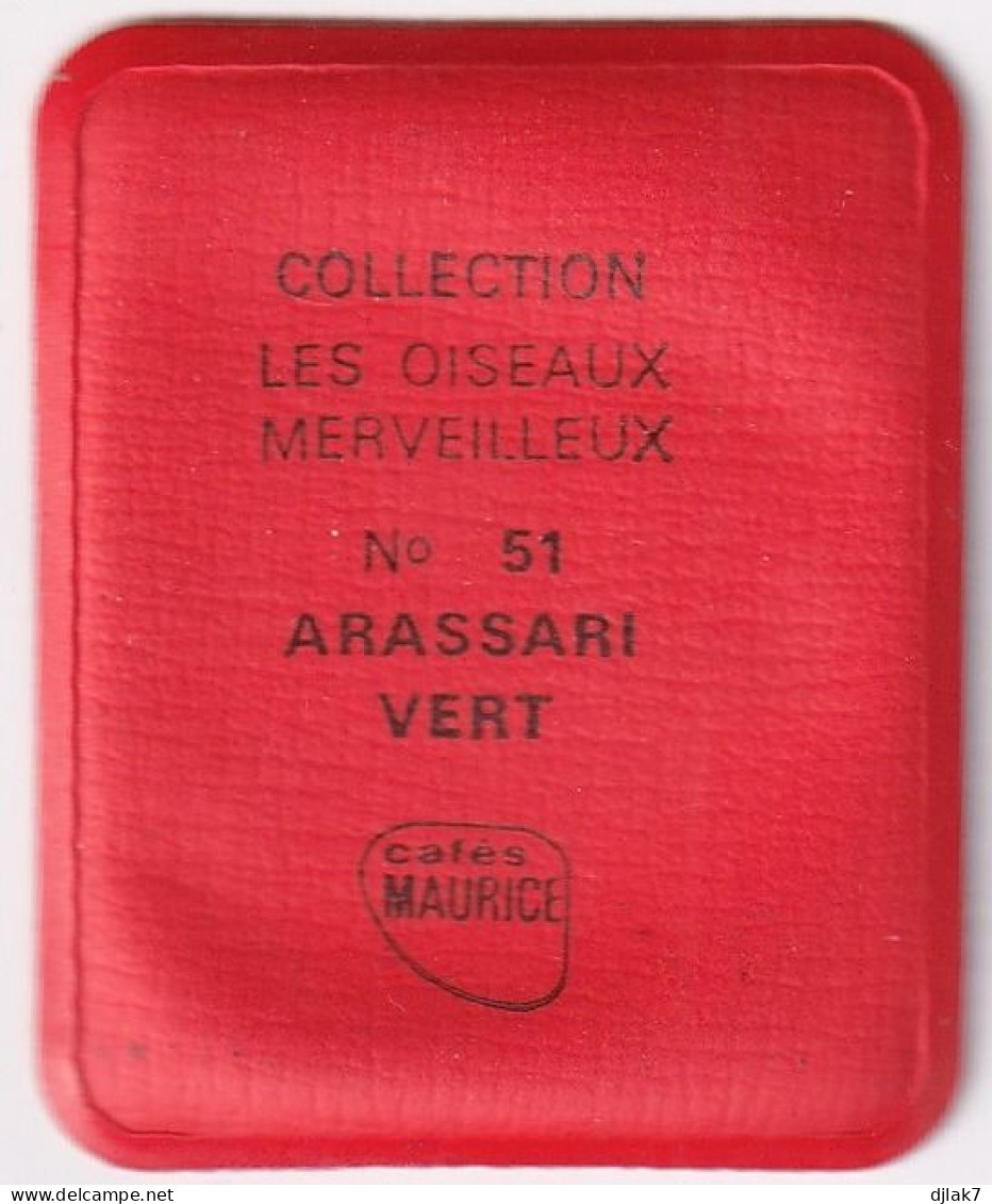 Chromo Plastifié Cafés Maurice Collection Les Oiseaux Merveilleux N° 51 Arassari Vert - Thee & Koffie