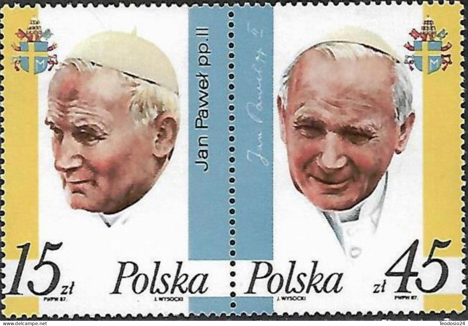 POLONIA 1987 , JUAN PABLO II   2909/10 ** - Neufs