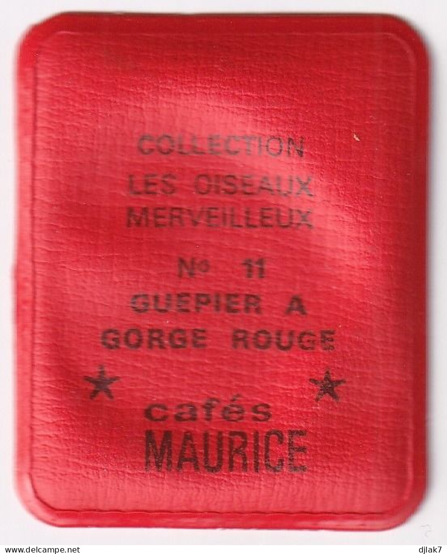 Chromo Plastifié Cafés Maurice Collection Les Oiseaux Merveilleux N° 11 Guêpier à Gorge Rouge - Thé & Café