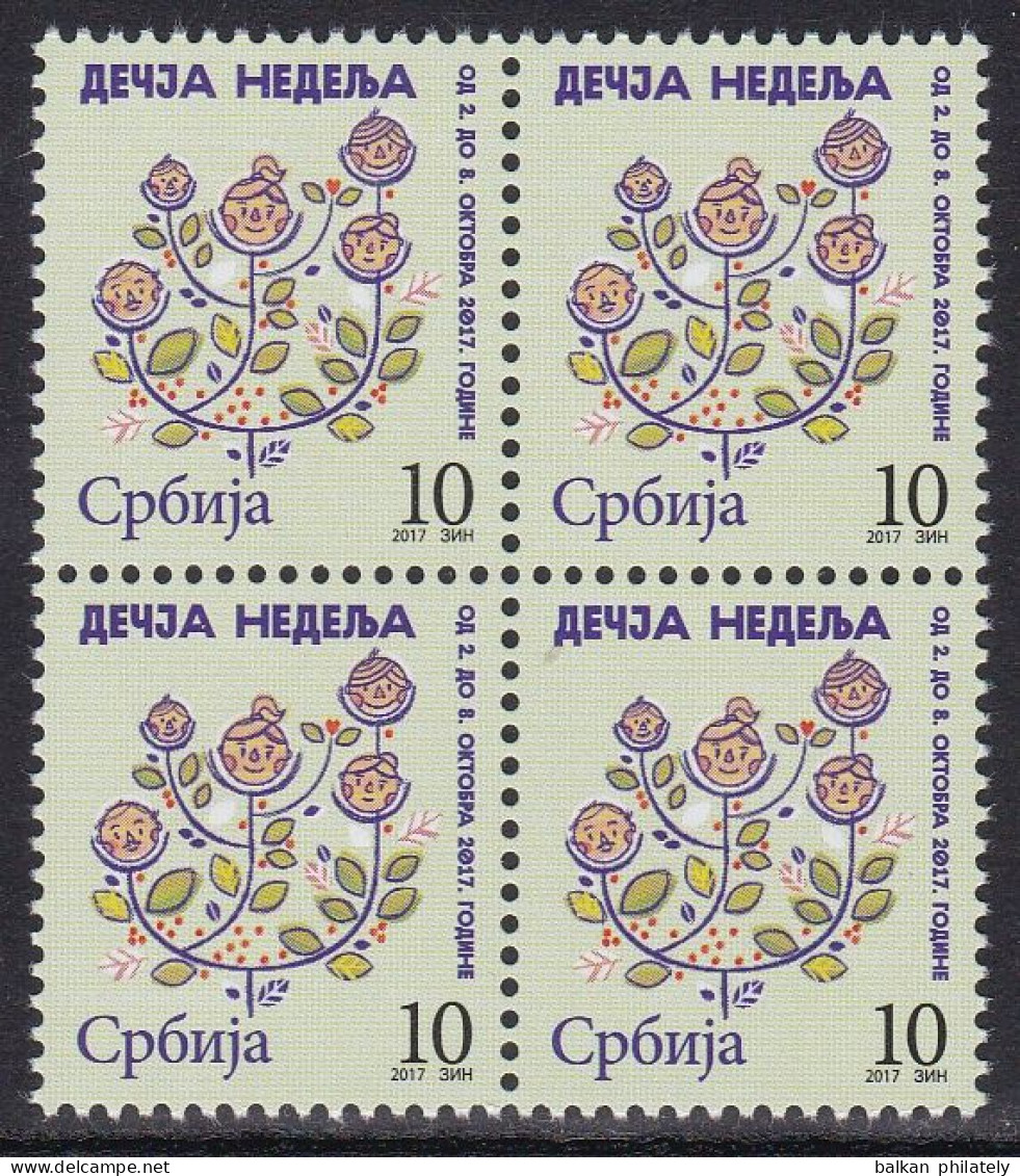 Serbia 2017 Children Week Family Flowers Tax Charity Surcharge Stamp MNH - Serbie