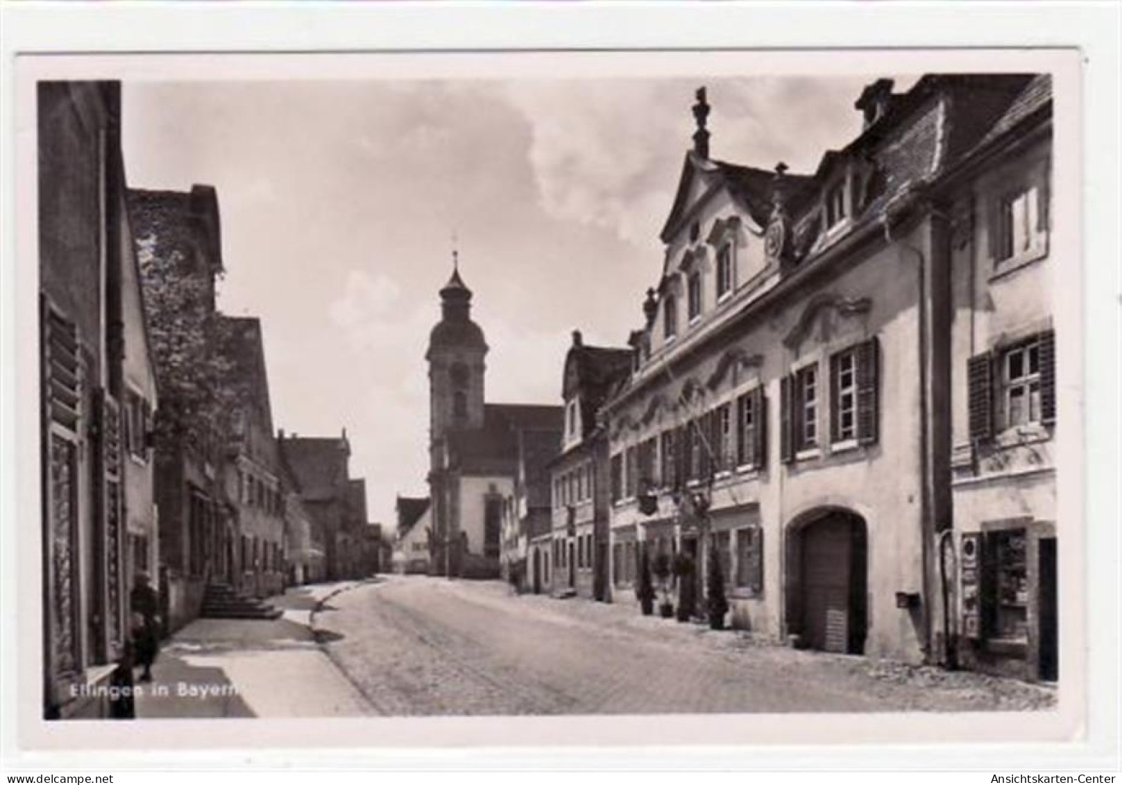 39051011 - Ellingen In Bayern Mit Strassenpartie Gelaufen Von 1942. Leichter Stempeldurchdruck, Kleiner Riss Am Rechten - Autres & Non Classés