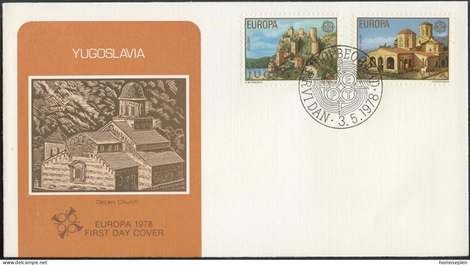 Europa CEPT 1978 Yougoslavie - Jugoslawien - Yugoslavia FDC3 Y&T N°1607 à 1608 - Michel N°1725 à 1726 - 1978