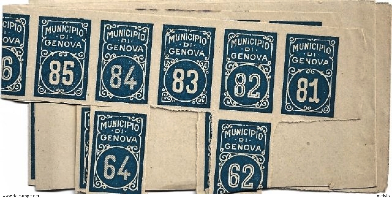 1940circa-72-bollini Numerati Di Tessera Del Municipio Di Genova - Cartes De Membre