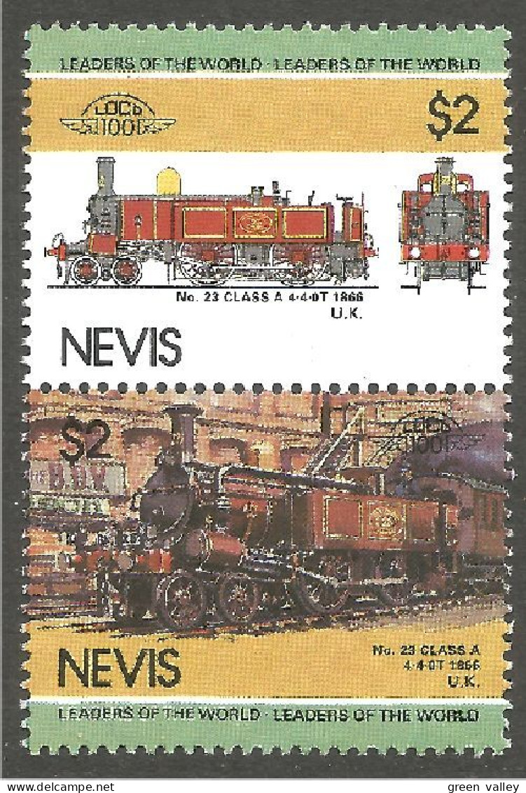 TR-27 Nevis Se-tenant Train Locomotive Lokomotive Zug Treno MNH ** Neuf SC - Trains