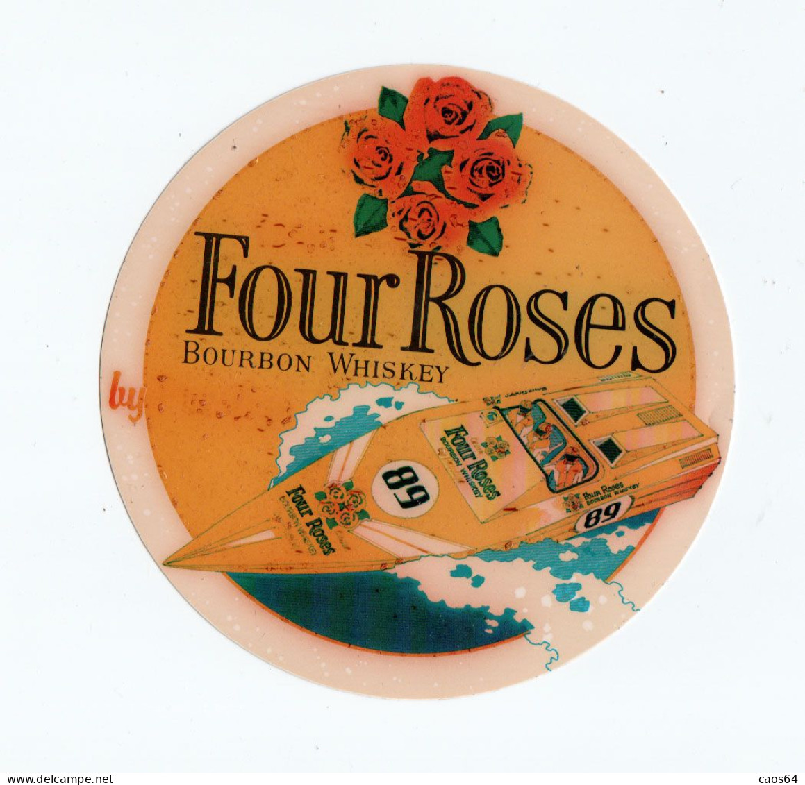 Four Roses Bourbon Whiskey Ø  Cm 14   ADESIVO STICKER  NEW ORIGINAL - Autocollants