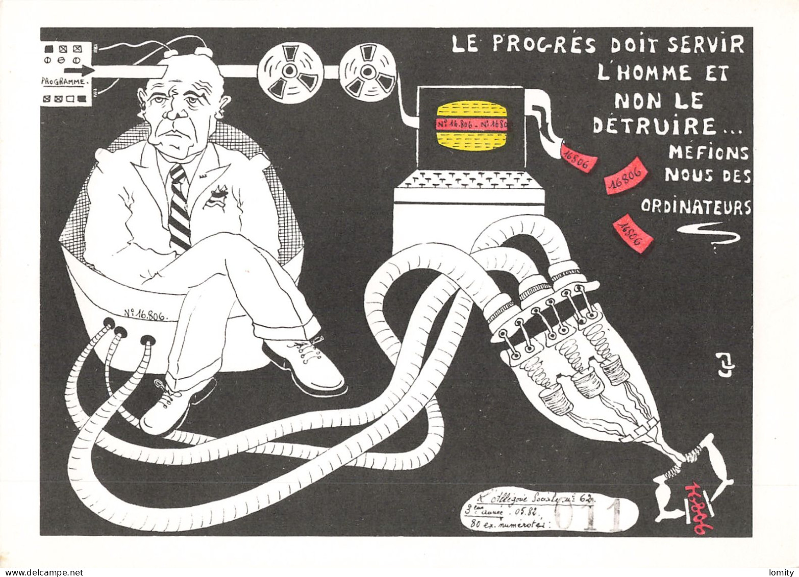 & Lardie Allégorie Sociale N°62 Le Progrès Doit Servir L' Homme Et Non Le Détruire  Illustration Illustrateur - Lardie