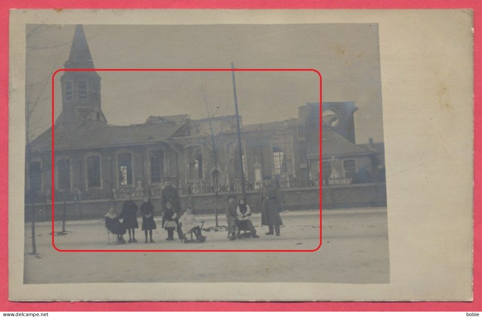 Gant Gent - Belgique Belgien : Carte Photo église Cimetière Place - Enfants Et 2 Soldats Allemands Guerre 1914-18 - Gent