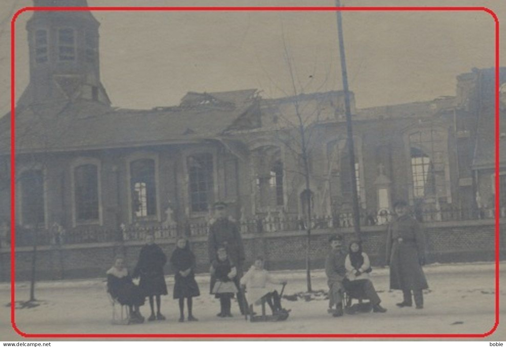 Gant Gent - Belgique Belgien : Carte Photo église Cimetière Place - Enfants Et 2 Soldats Allemands Guerre 1914-18 - Gent
