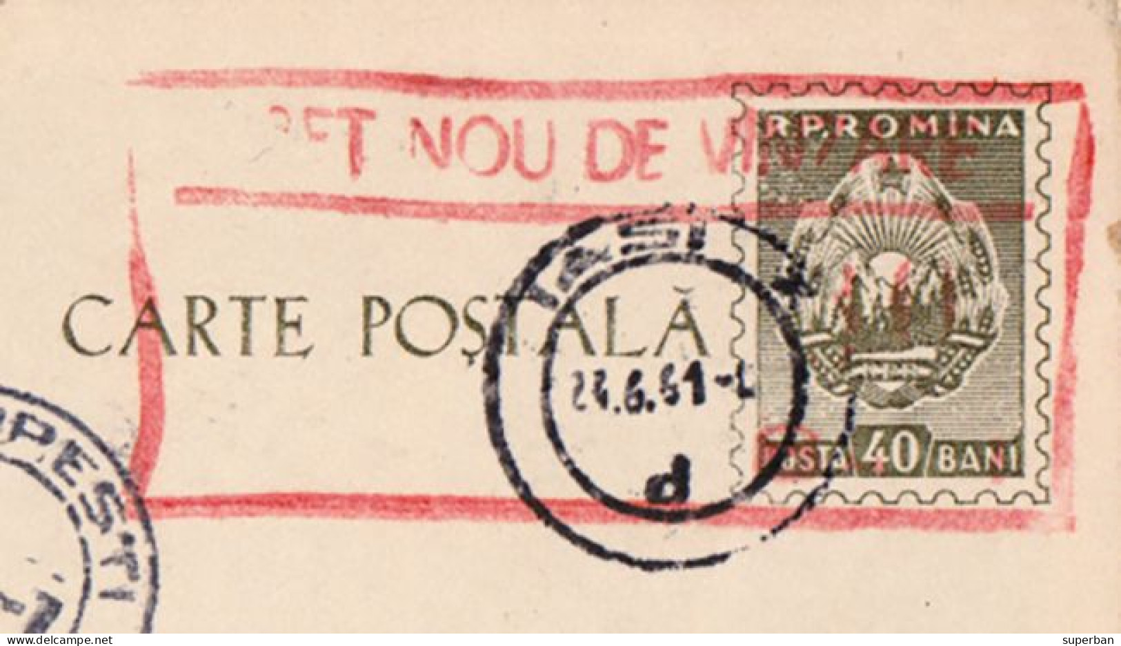 ROMANIA ~ 1961 - CARTE POSTALA Cu SUPRATIPAR : PRET NOU... : 30 BANI / 40 BANI - STATIONERY PICTURE POSTCARD (an745) - Postal Stationery