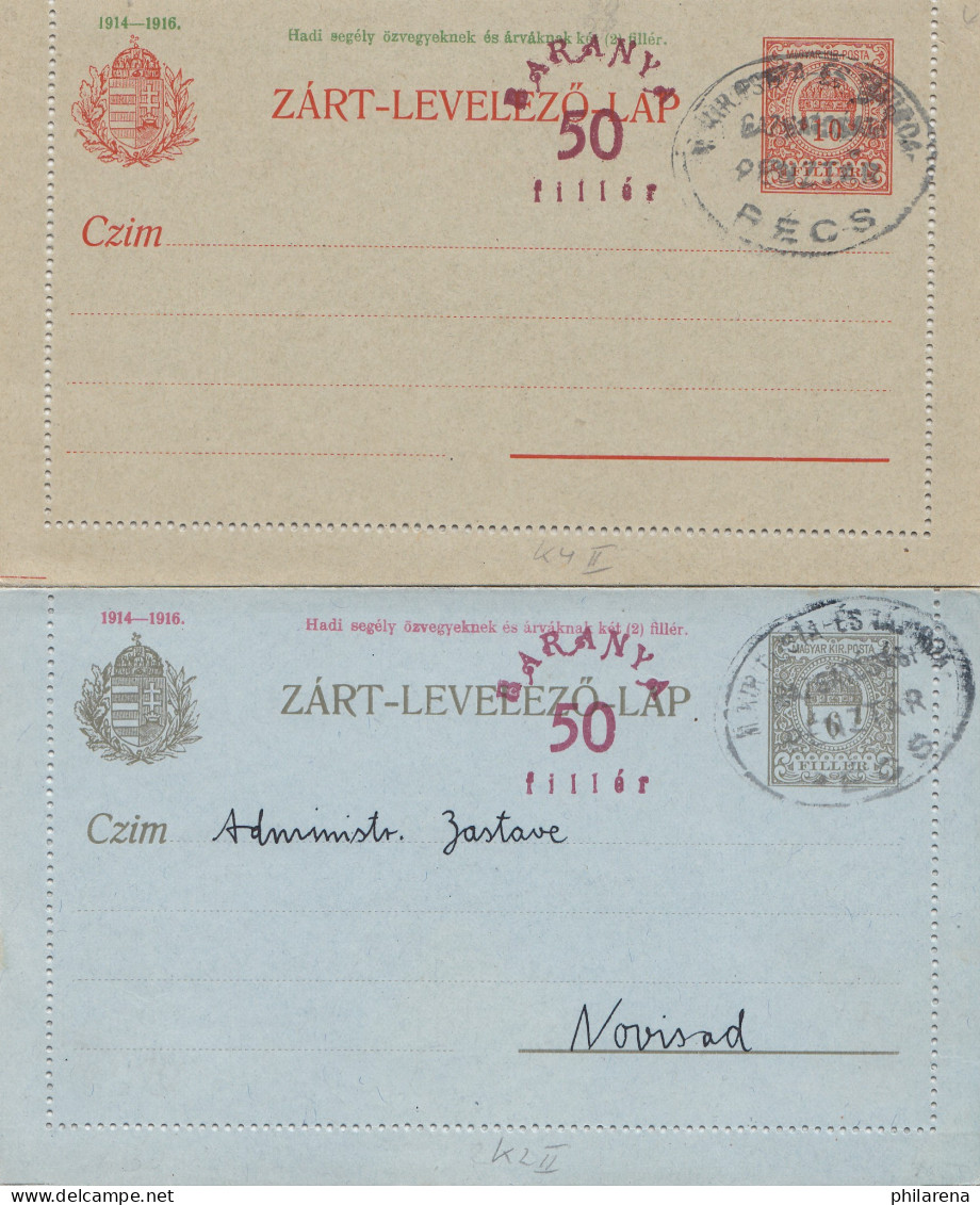 Ungarn: 2x Kartenbrief Ganzsache - Sonstige & Ohne Zuordnung