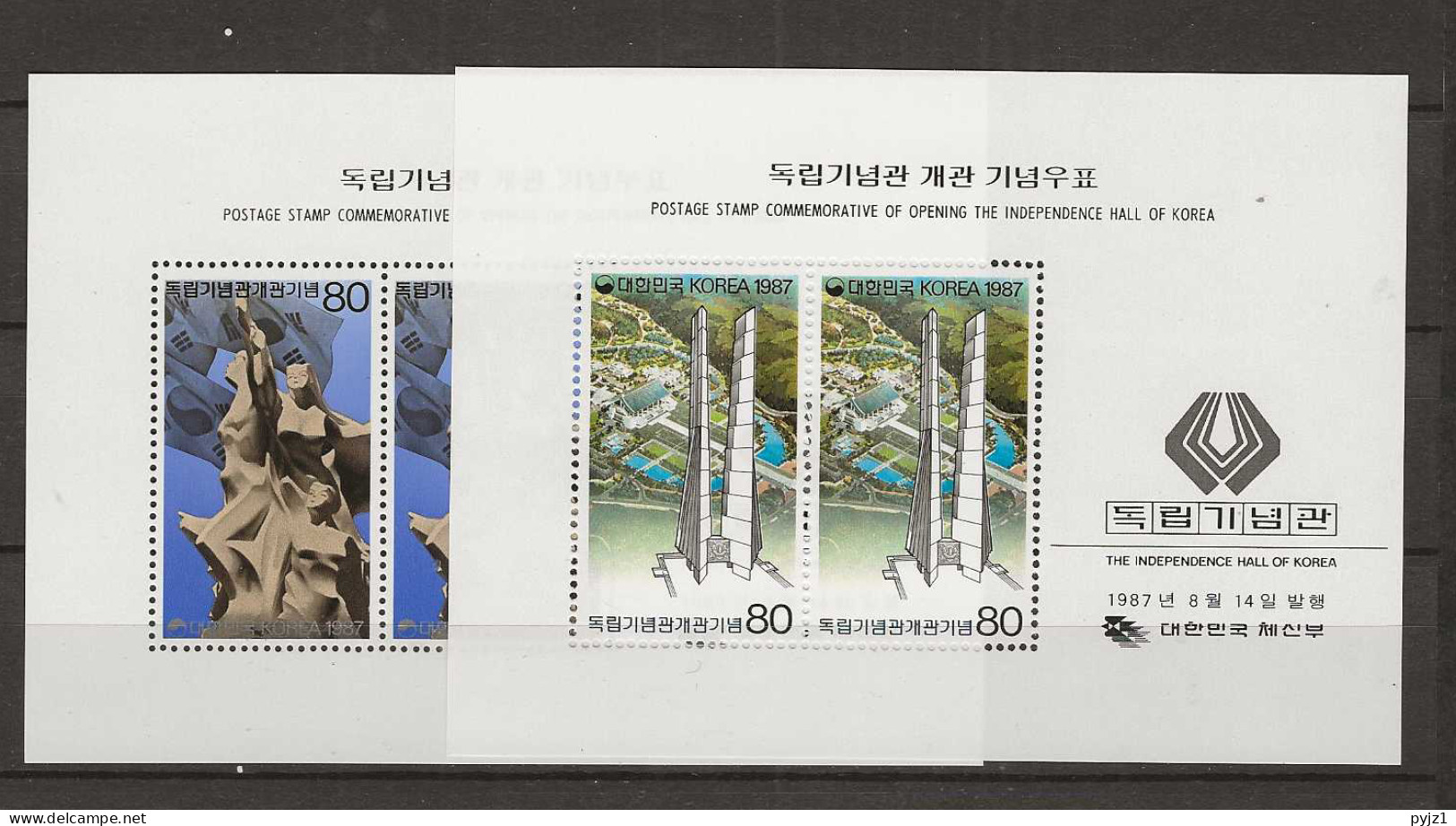 1987 MNH South Korea Mi Block 533-34 Postfris** - Corée Du Sud