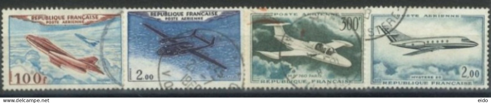 FRANCE - 1954/65 - AIR PLANES STAMPS SET OF 4, USED - Gebraucht