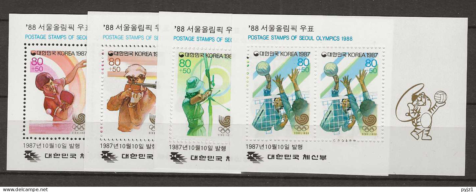 1987 MNH South Korea Mi Block 537-40 Postfris** - Corée Du Sud