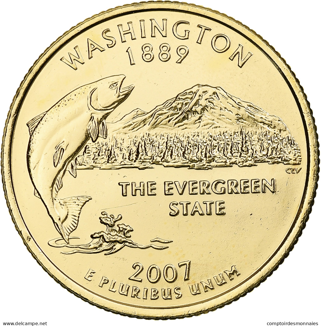 États-Unis, Washington, Quarter, 2007, U.S. Mint, Denver, Golden, FDC - 1999-2009: State Quarters