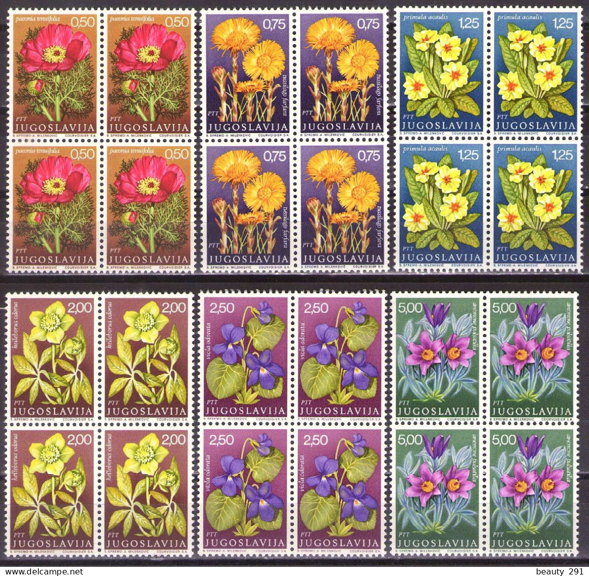 Yugoslavia 1969 -Flowers - Flora - Mi 1330-1335 - MNH**VF - Unused Stamps