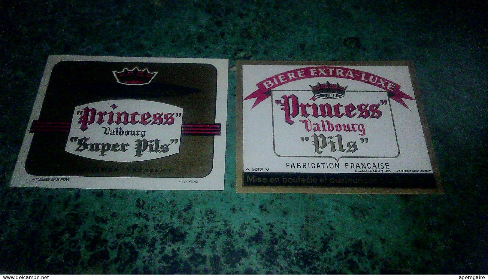 Lot Etiquettes De Bière X2  Princess Pils Et Super Pils Brasserie Valbourg - Cerveza