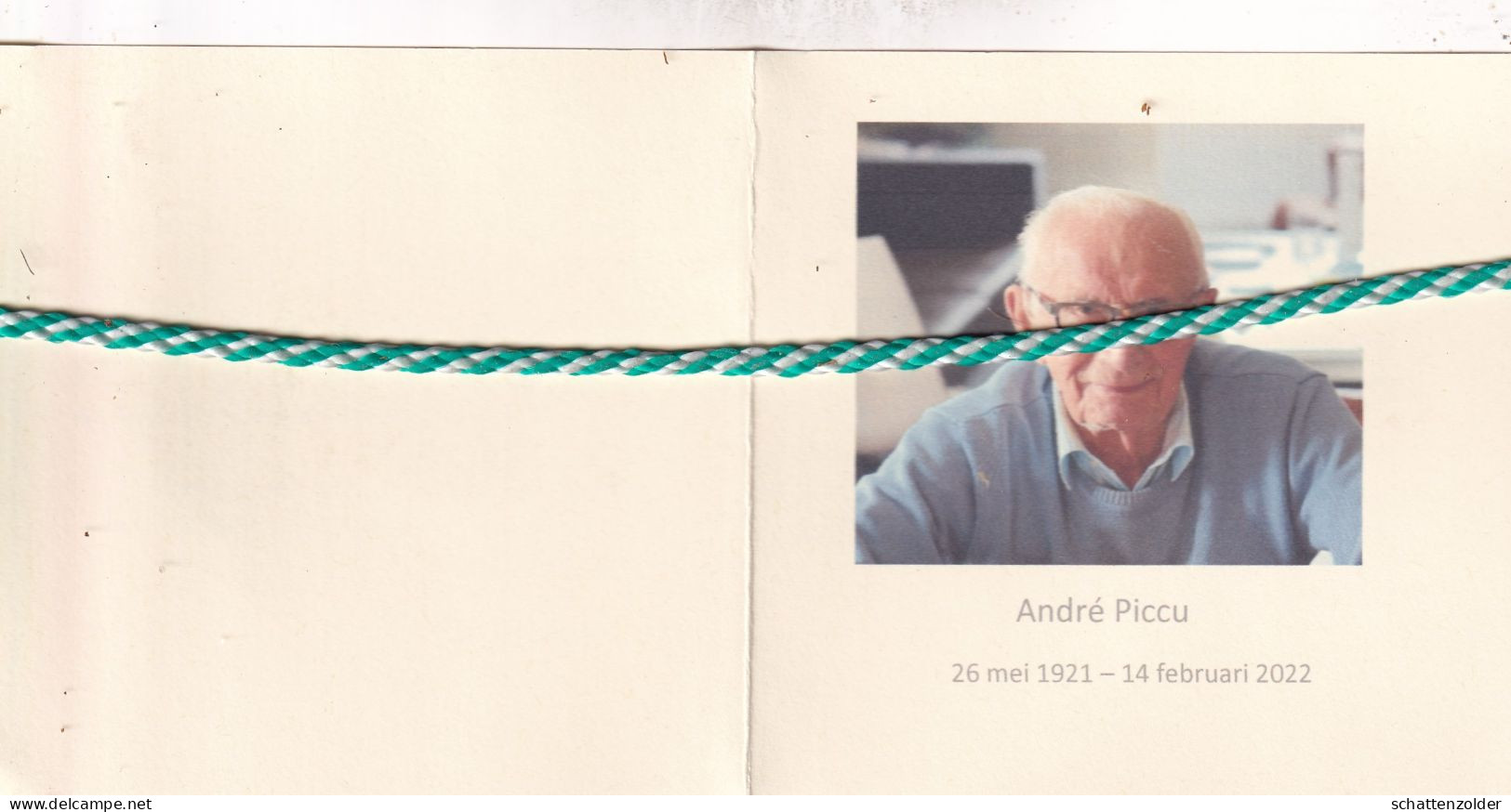 André Piccu, 1921, 2022. Honderdjarige. Foto - Obituary Notices