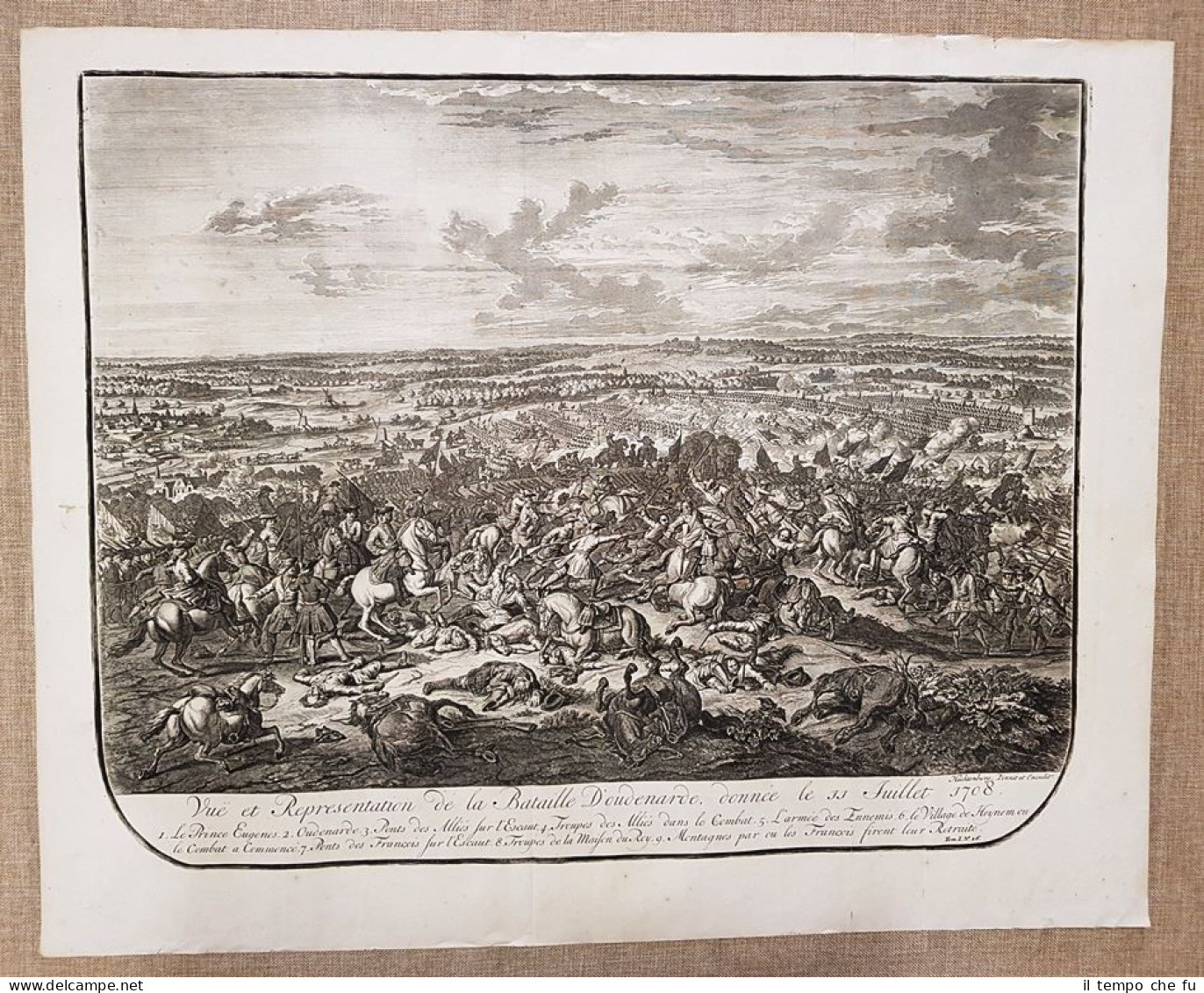 Battaglia Di Oudenaarde 11 Luglio 1708 J. Van Huchtenburgh I. Van Der Kloot 1729 - Estampes & Gravures