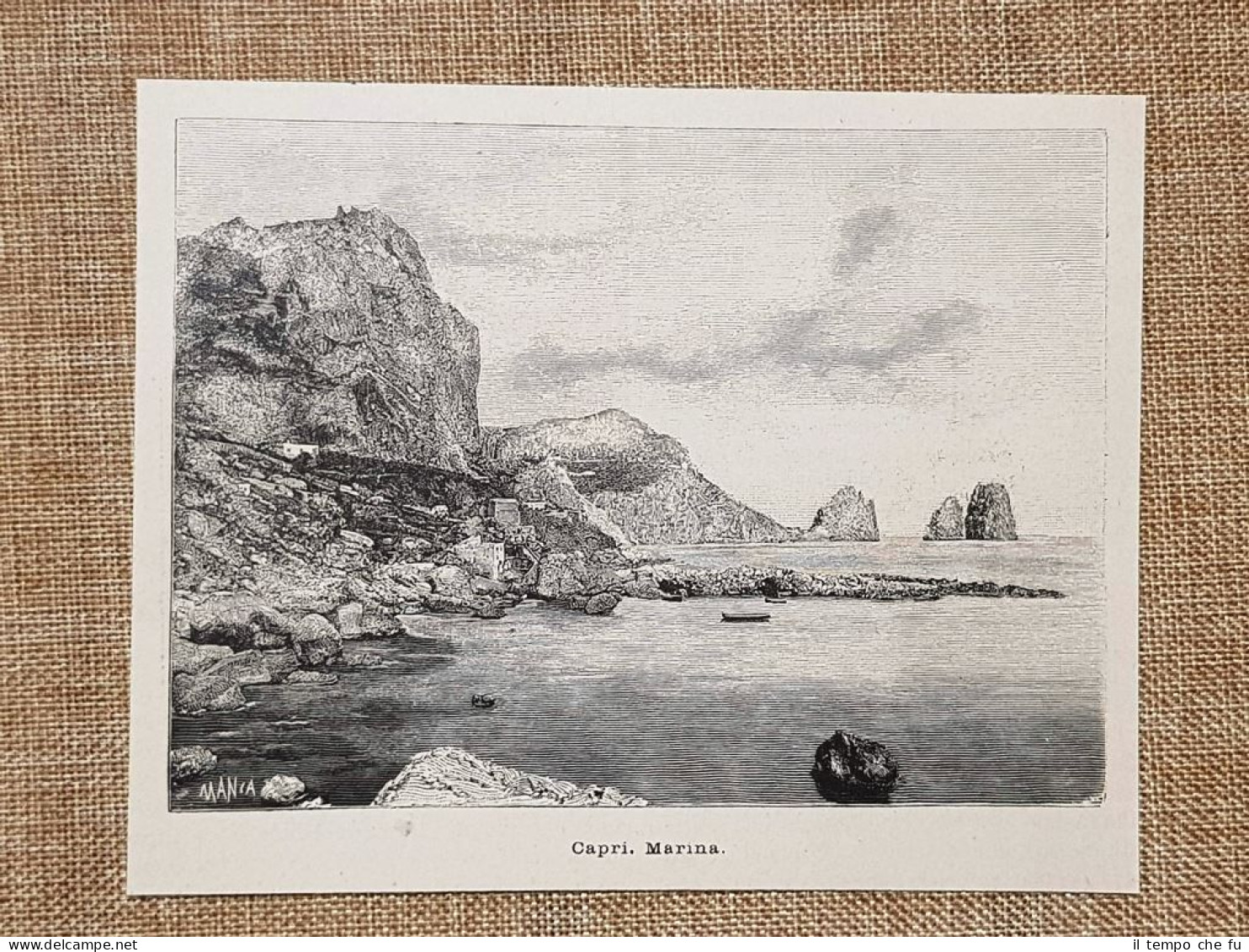 Panorama Della Marina Dell'Isola Di Capri Nel 1897 Golfo Di Napoli - Before 1900