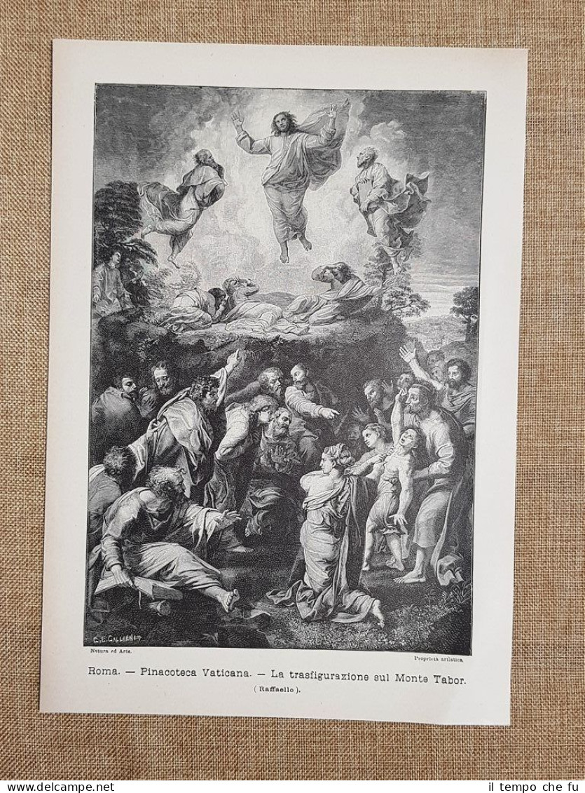 Trasfigurazione Sul Monte Tabor Quadro Raffaello Sanzio P. Vaticana Stampa 1897 - Vor 1900