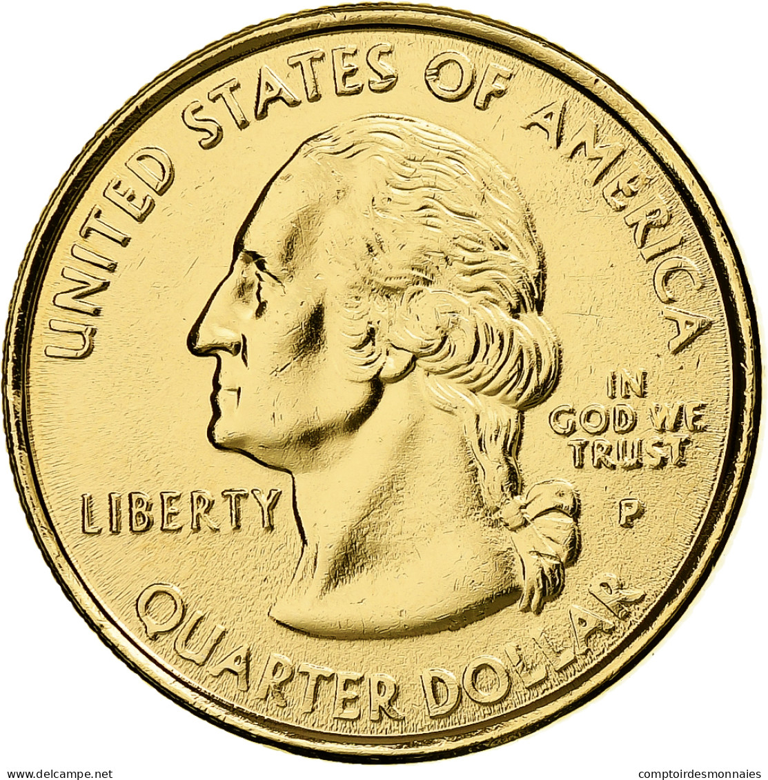 États-Unis, Quarter, Connecticut, 1999, Philadelphie, Métal Doré, FDC - 1999-2009: State Quarters