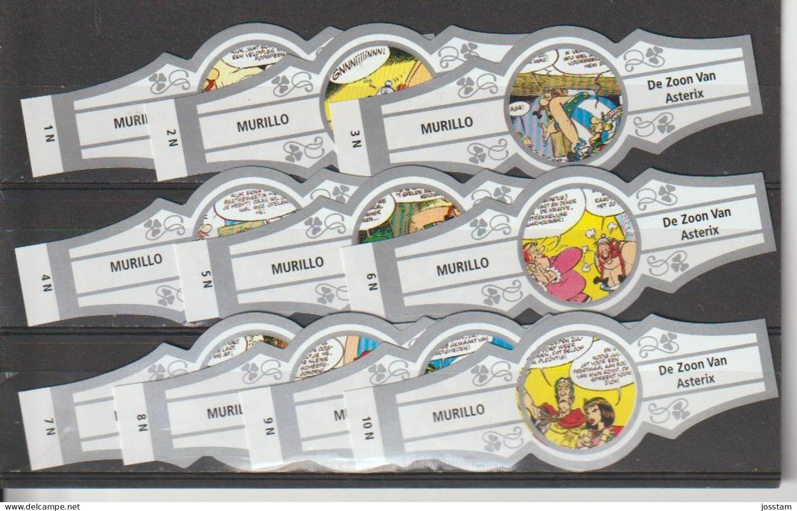 Reeks 2393  Asterix      1-10     ,10  Stuks Compleet      , Sigarenbanden Vitolas , Etiquette - Sigarenbandjes