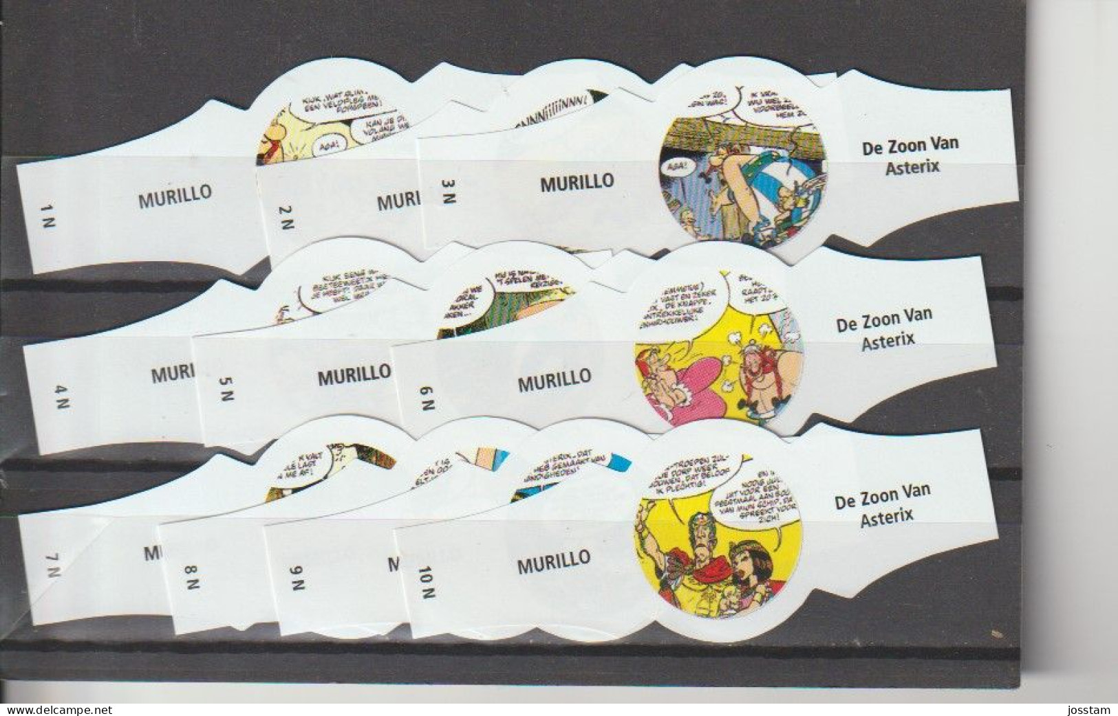 Reeks 2396  Asterix      1-10     ,10  Stuks Compleet      , Sigarenbanden Vitolas , Etiquette - Anelli Da Sigari