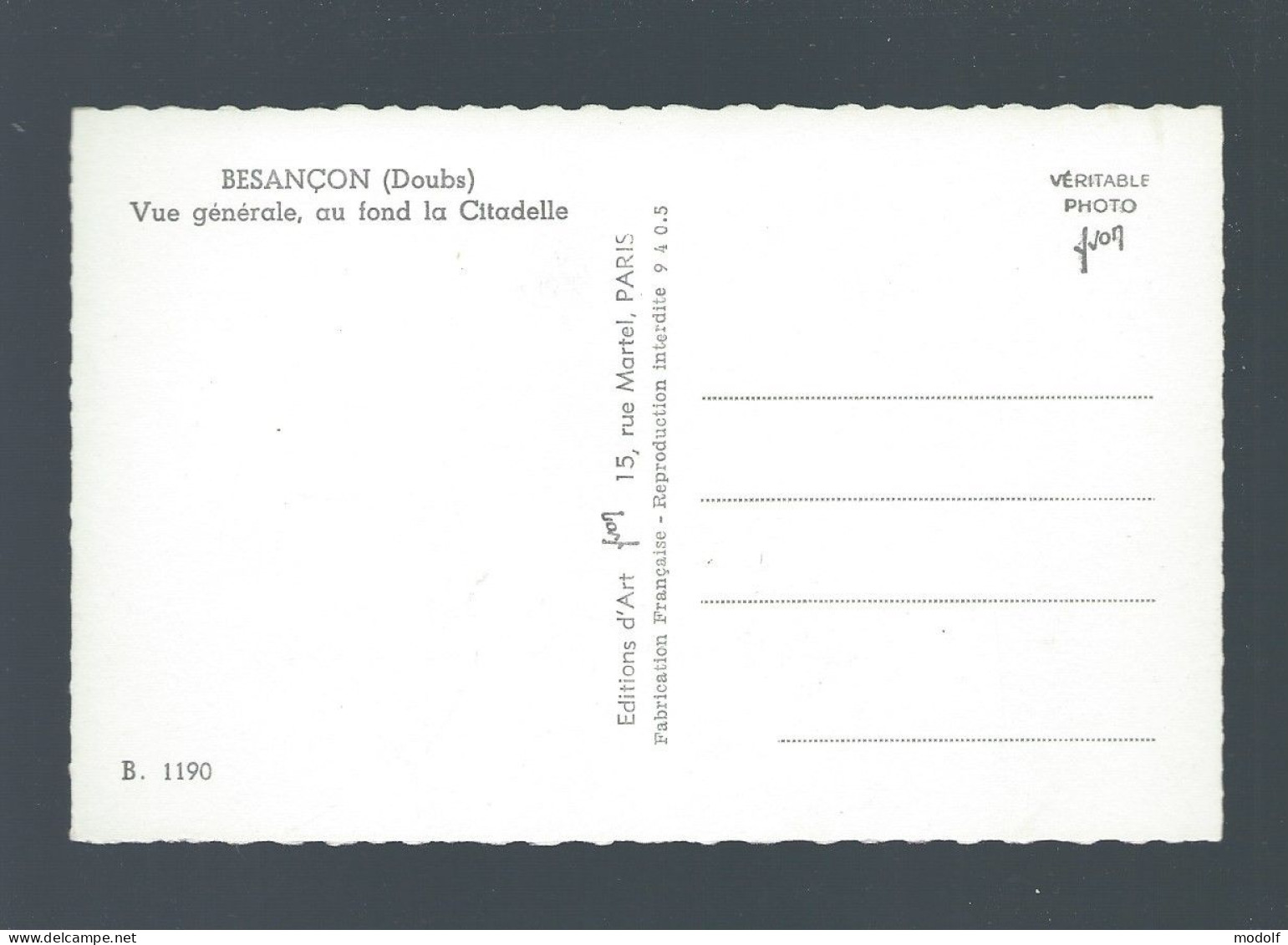 CPSM Dentelée - 25 - Besançon - Vue Générale, Au Fond La Citadelle - Non Circulée - Besancon