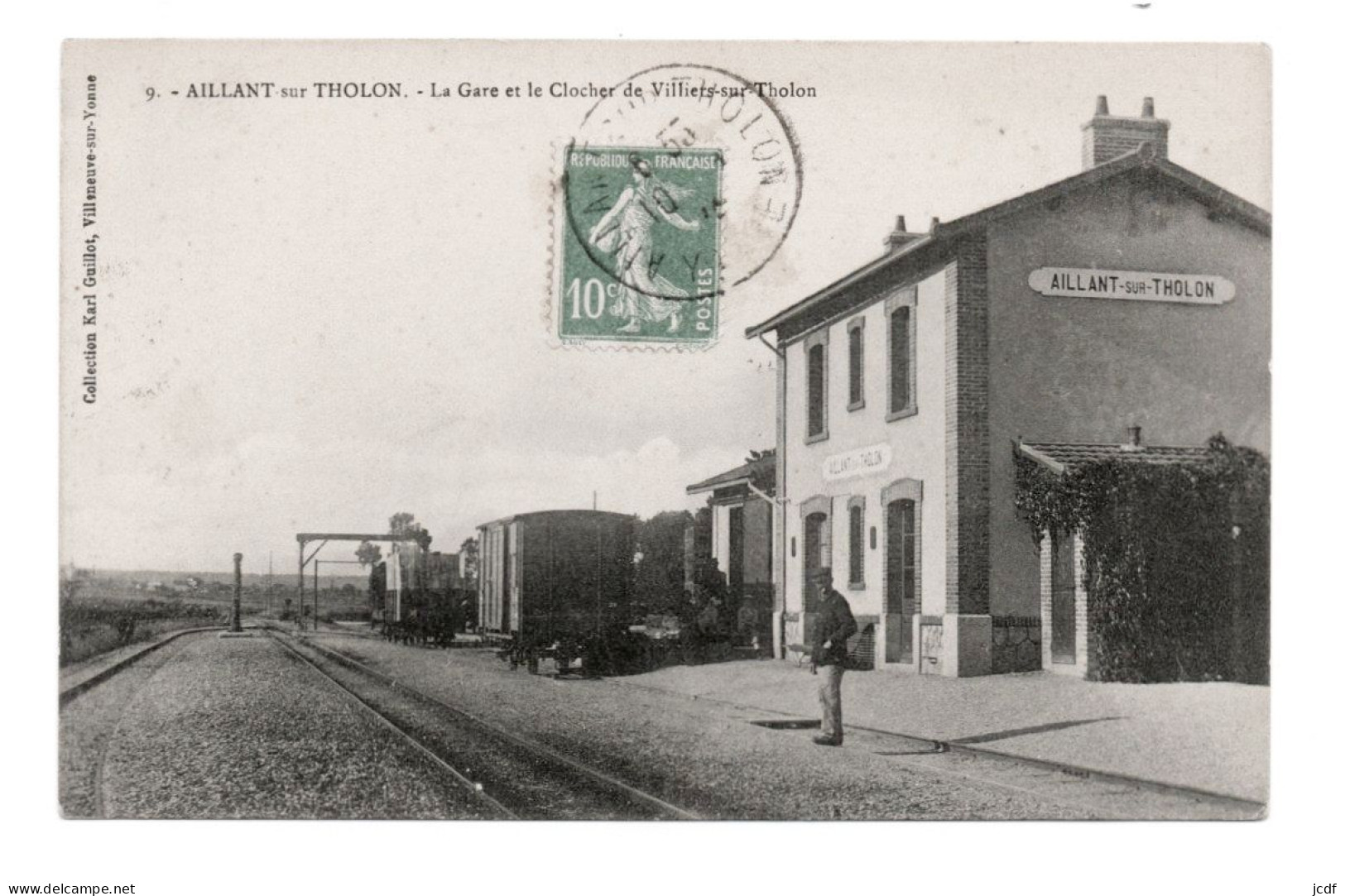 89 AILLANT SUR THOLON - La Gare Et Le Clocher De Villiers Sur Tholon N° 9 - Edit Karl Guillot - Wagons - Employé - Aillant Sur Tholon