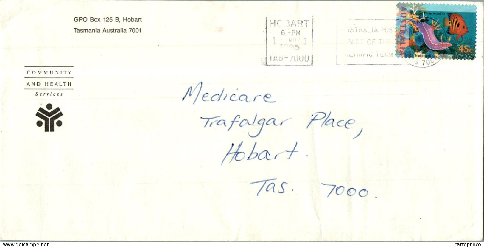 Australia Cover Fish Community & Health Services To Hobart - Lettres & Documents