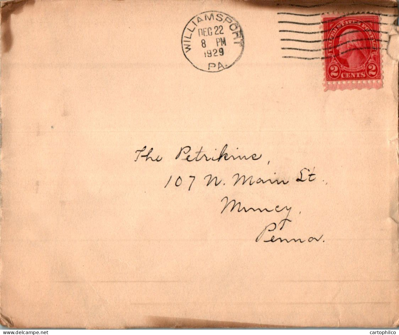 US Cover Williamsport 1929 Pa - Lettres & Documents