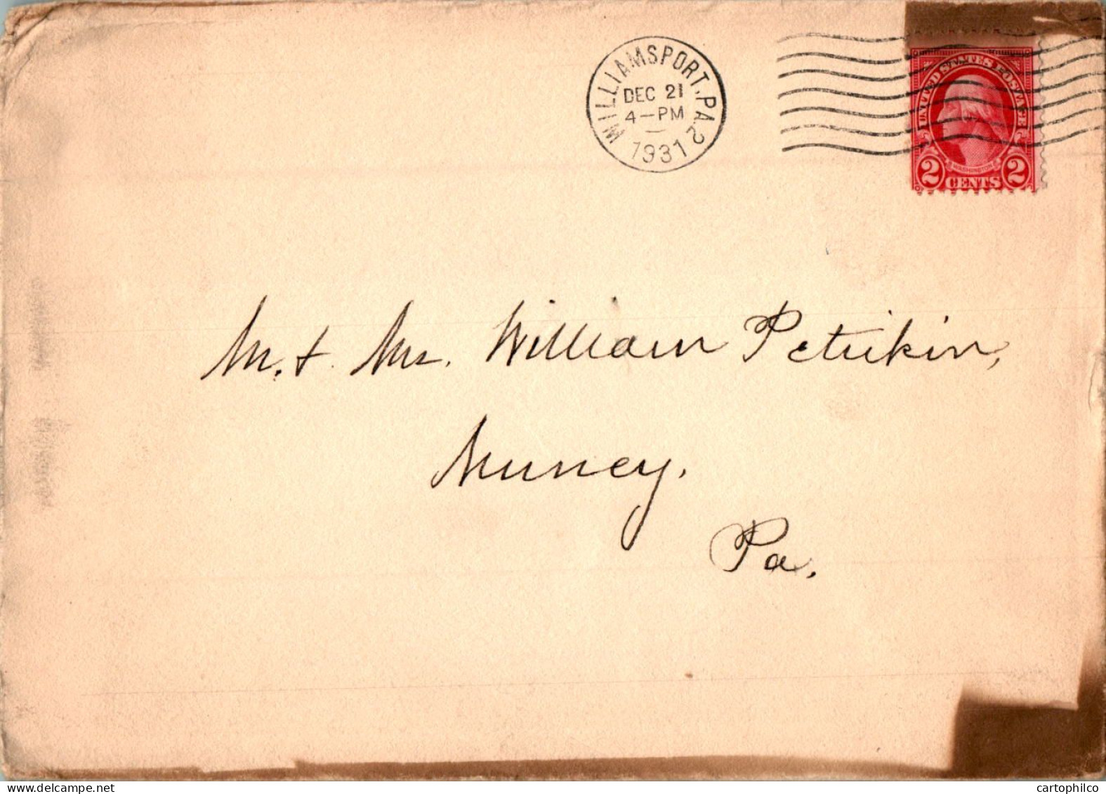 US Cover Williamsport 1931 Pa Christmas Label - Lettres & Documents