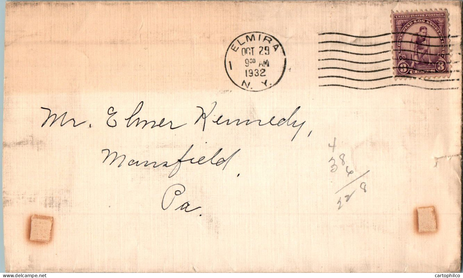 US Cover Los Angeles Olympics Jamaica 1932 Elmira NY  For Mansfield PA - Briefe U. Dokumente