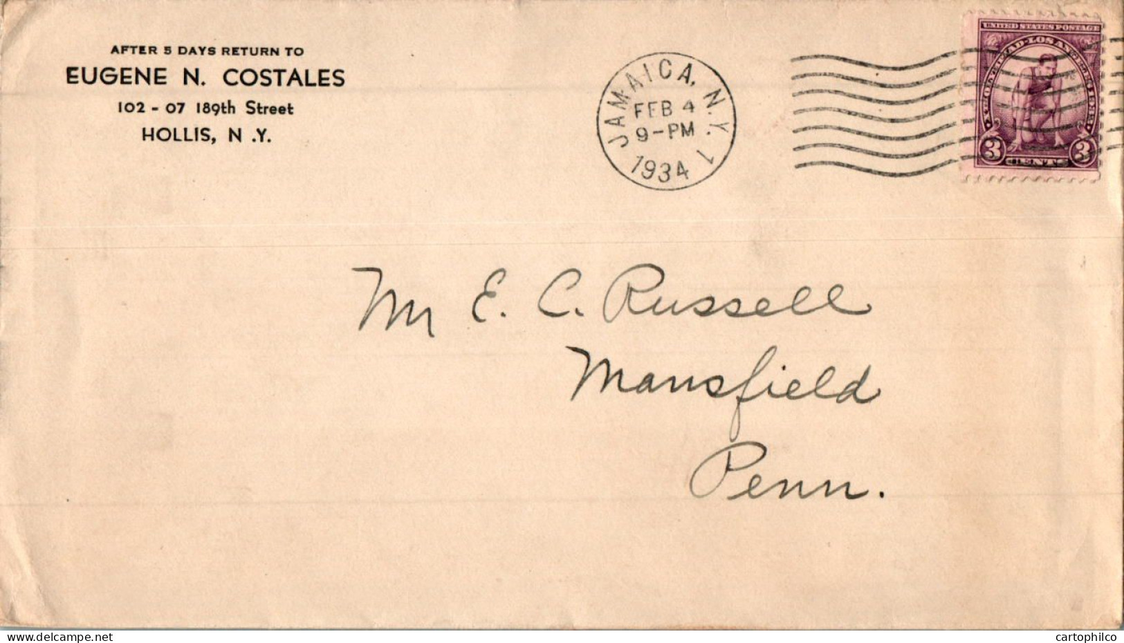 US Cover Los Angeles Olympics Jamaica 1934  For Mansfield PA - Briefe U. Dokumente