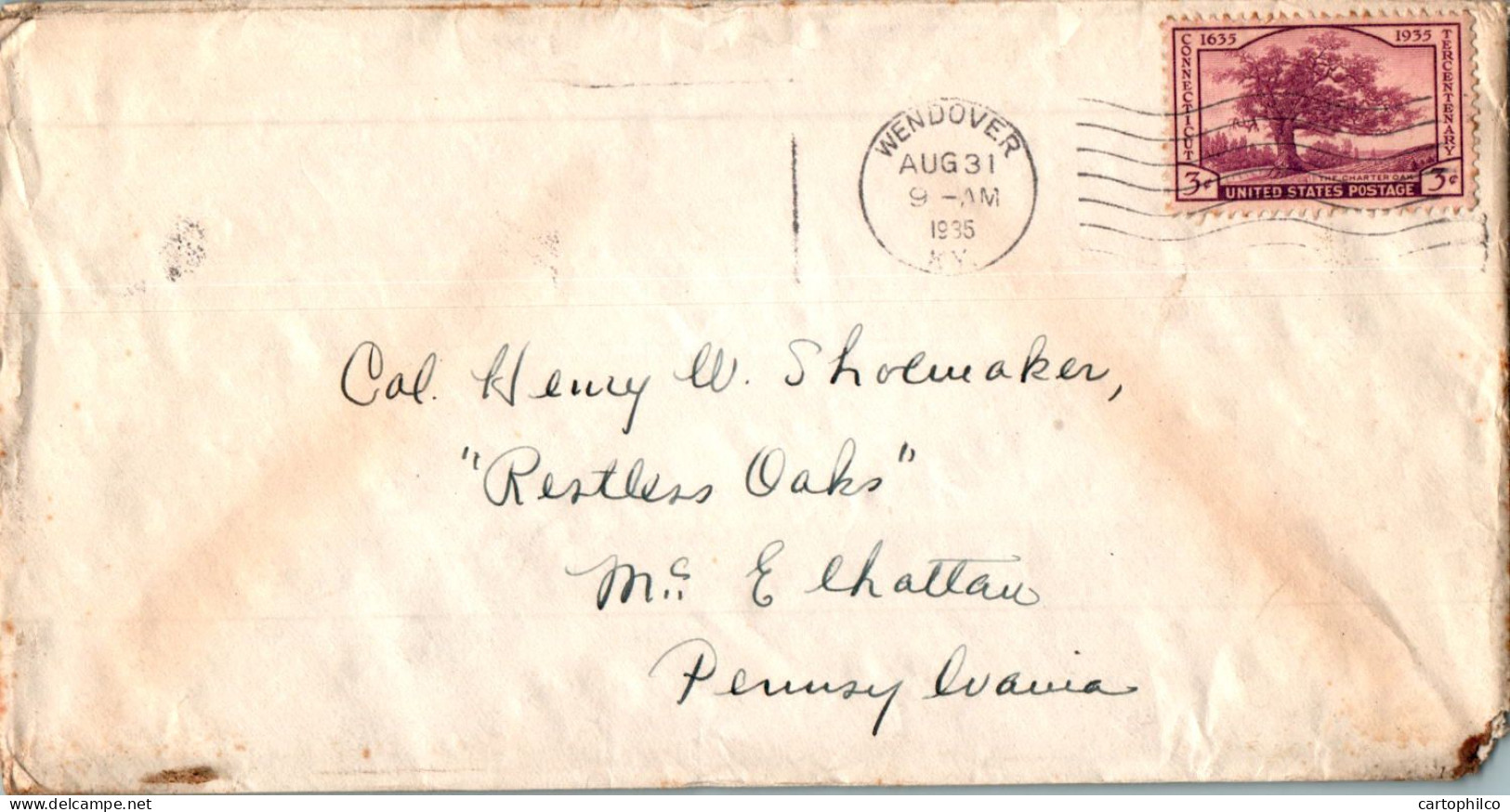 US Cover The Charter Wendover 1935 For Pen - Briefe U. Dokumente