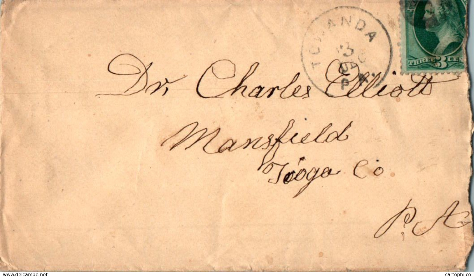 US Cover 3c Philadelphia  For Mansfield Tioga Penn - Lettres & Documents