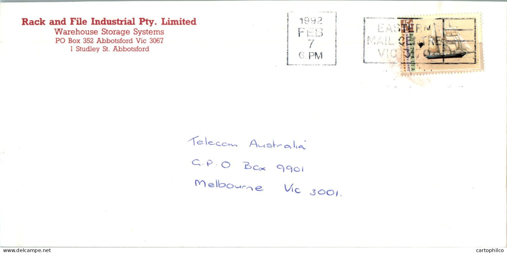 Australia Cover Boat Rack And File Industrial To Melbourne - Cartas & Documentos