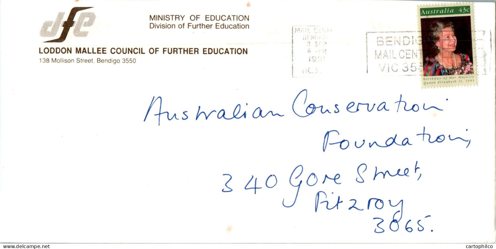Australia Cover Queen Elizabeth Loddon Mallee Council Education For Fitzroy - Storia Postale