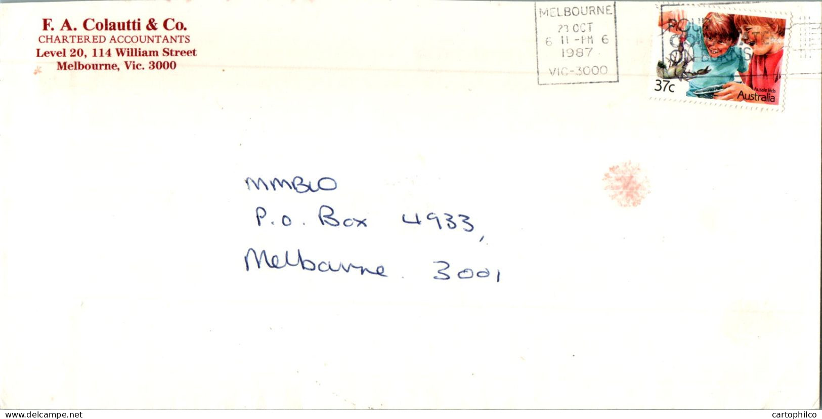 Australia Cover Crawfish FA Colautti Accountants  To Melbourne - Cartas & Documentos