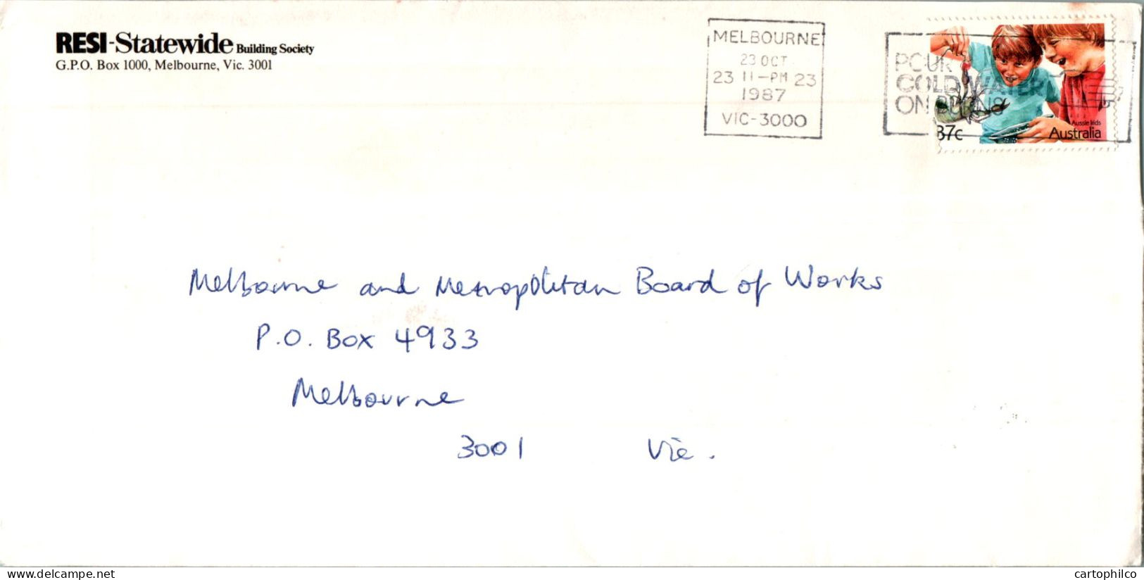 Australia Cover Crawfish RESI Statewide Building Society To Melbourne - Covers & Documents