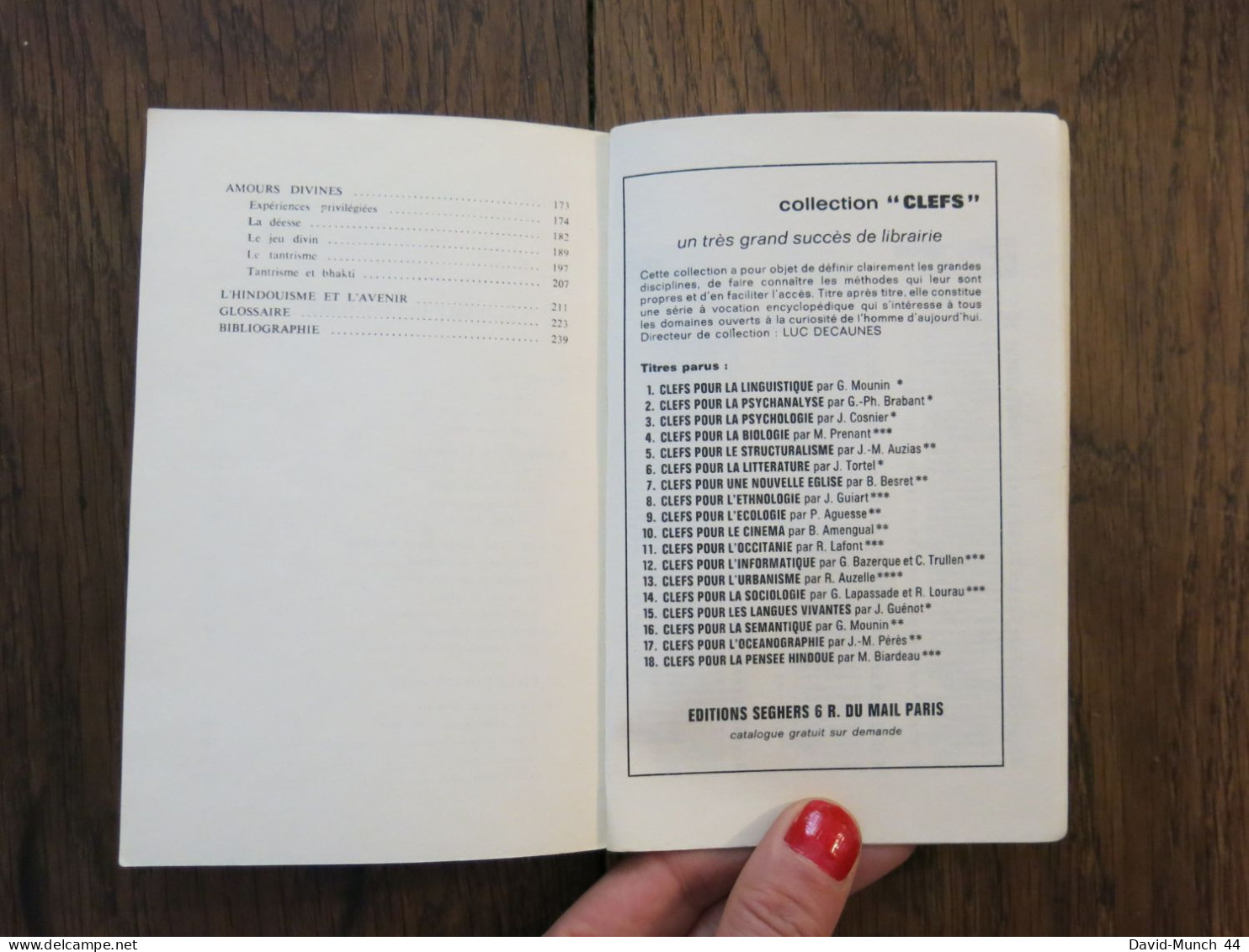 Clefs pour la pensée hindoue de Madeleine Biardeau. Seghers, Collection clefs n° 18. 1972