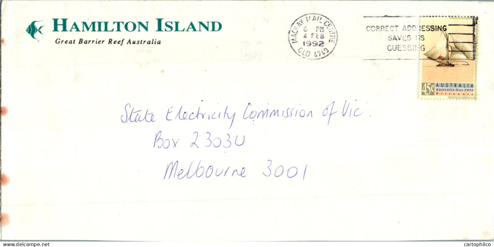 Australia Cover Britannia Boat Hamilton Island  To Melbourne - Covers & Documents